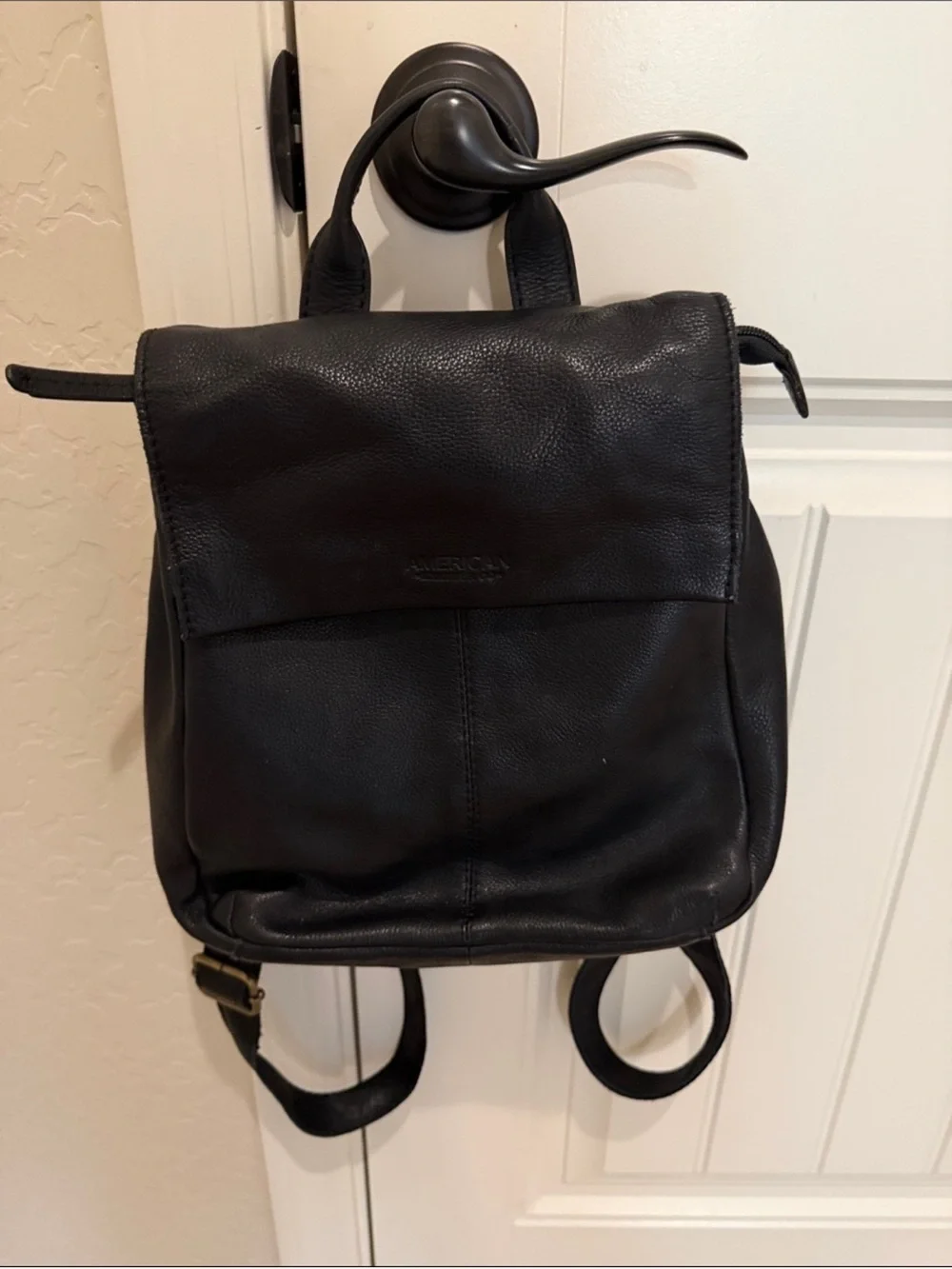 American Leather Co Black Pebble Leather Backpack